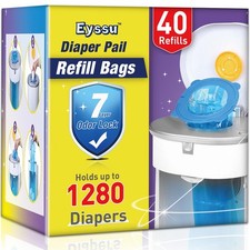 Diaper Pail Refill Bags set 40 Pack compatible with Waste Bins