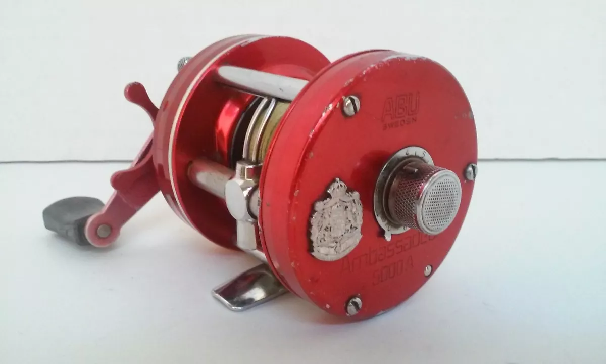 Vintage ABU GARCIA AMBASSADEUR 5000A Red Bait Caster Fishing reel Sweden