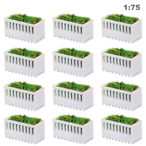 12pcs Échelle OO 1:75 Rectangle Parterre de Fleurs Frontière Ferroviaire Blanc - Photo 4/4