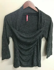 Ruby Ribbon Womens Gray Sweater Top: Size Small, Grey, Ruched, 3/4 Sleeve EUC