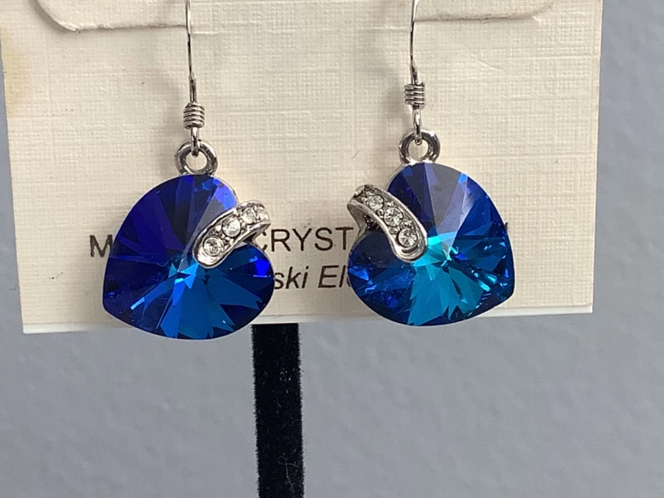 PENDIENTES CORAZÓN AZUL ZAFIRO ESTERLINA Y SWAROVSKI FIRMADOS ERIC ANDREW NUEVOS CON ETIQUETAS SIN RESERVA Foto 2 de 4