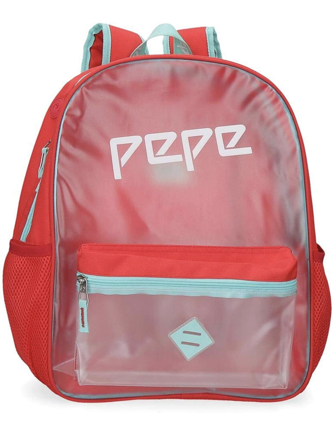 Mochila Pepe Jeans roja/transparente