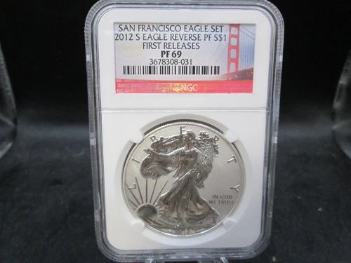 2012 S American Eagle Reverse Proof Silver 1oz. Dollar Coin NGC PF 69 First Rele