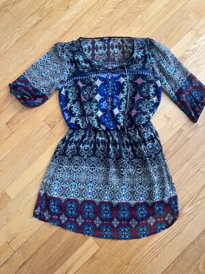 bebop blue dress Bebop size XL Juniors Black/Tan/Blue/Turq/Burg 3/4 Sleeve Dress
