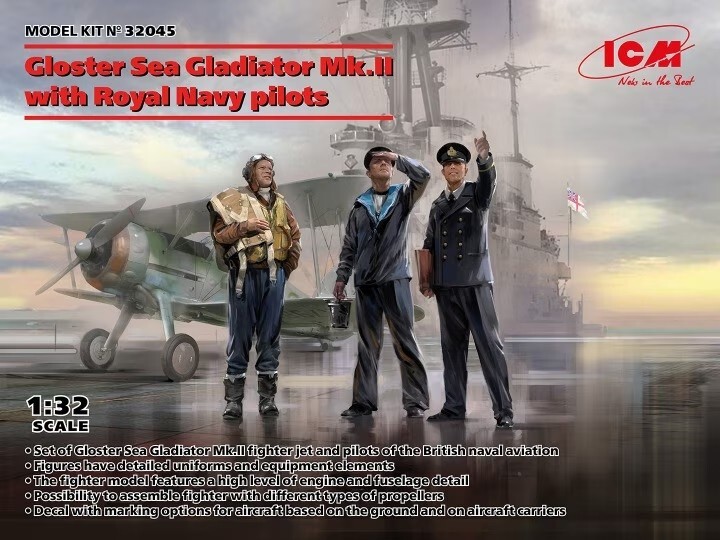 ICM 32045 1:32nd scale Gloster Sea Gladiator Mk.II with Royal Navy pilots