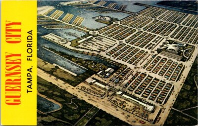 c1950 Artists Aerial Rendering Guernsey City Tampa Florida Vintage Postcard