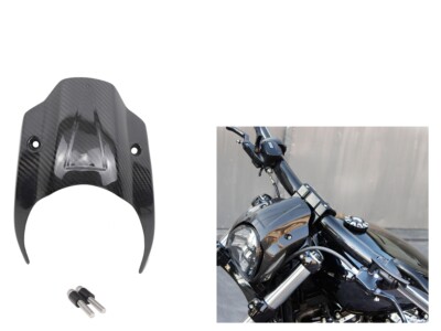 Black Carbon Fiber Headlight Outer Fairing Cover for Harley Breakout FXBRS 18-23