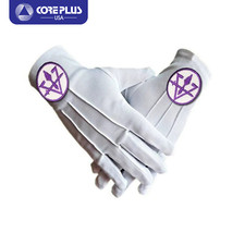 Masonic Master Mason Blue Lodge Gloves White Cotton with Royal Blue Square