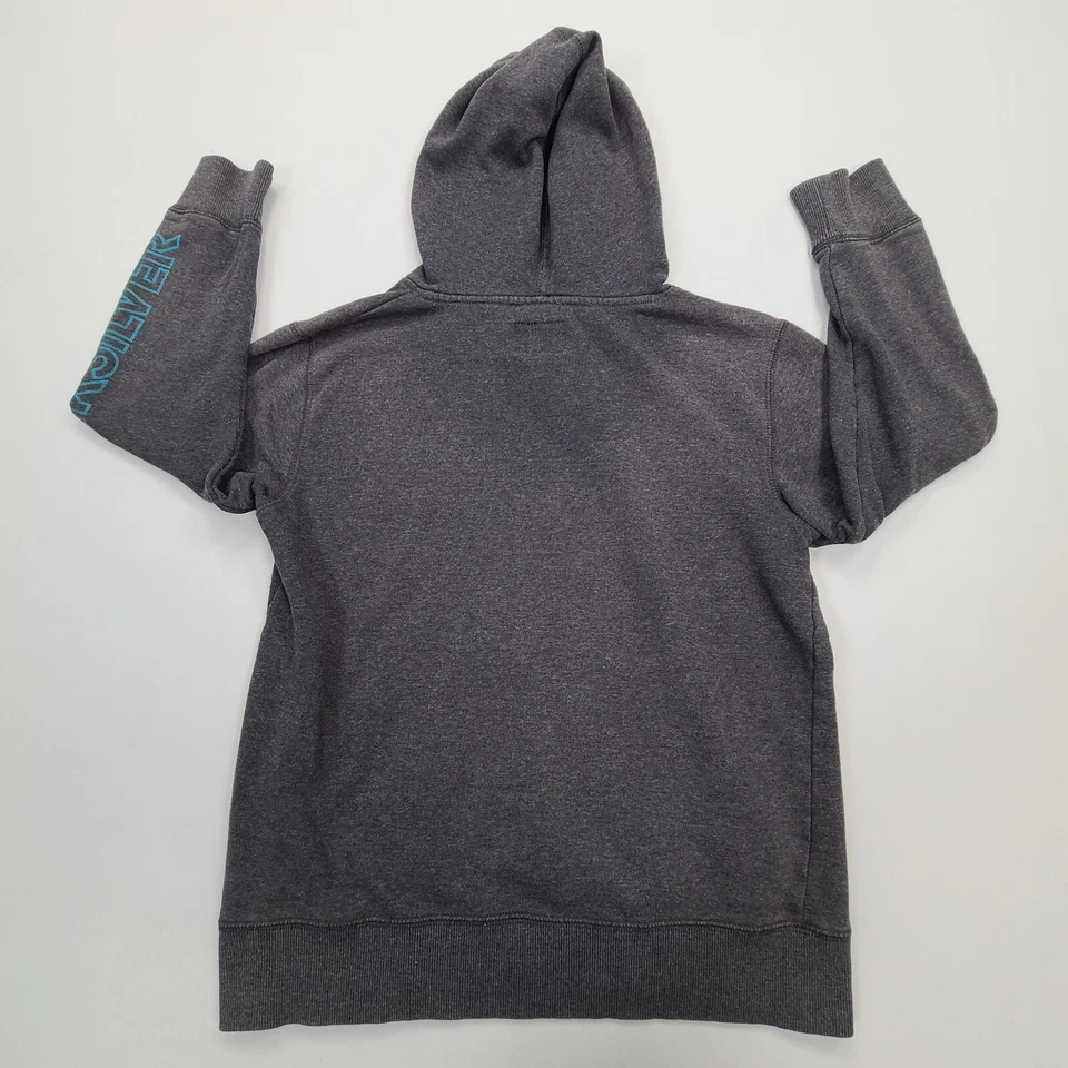 Moletom com capuz Quiksilver masculino cinza médio praia casual jovens crianças - Imagem 2 de 4