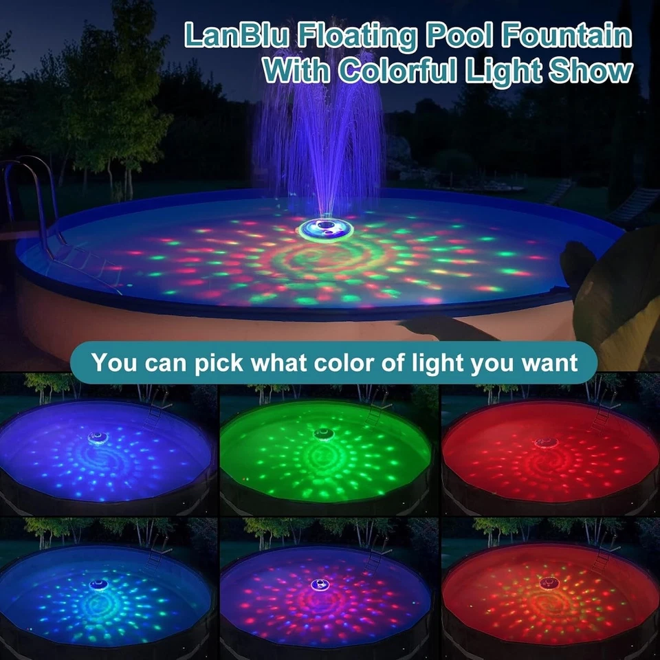 Springbrunnen Anker mit LED Leuchten Garten Brunnen Düsen Wiederaufladbar B225 - Bild 2 von 4