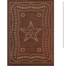 Primitive Country Punched Tin Piesafe Cabinet Panel Federal Star in Rustic Tin 