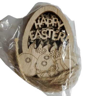 Happy Easter Ornament 2.5'' Tall 10 Count Natural Unpainted Cut Out