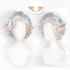 Slivery Hair Baldur's Gate3 Heat Resistant Synthetic Astarion Cosplay Wig ear