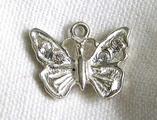 Vintage Estate Sterling Silver Crystal Jewel Butterfly Charm Monarch
