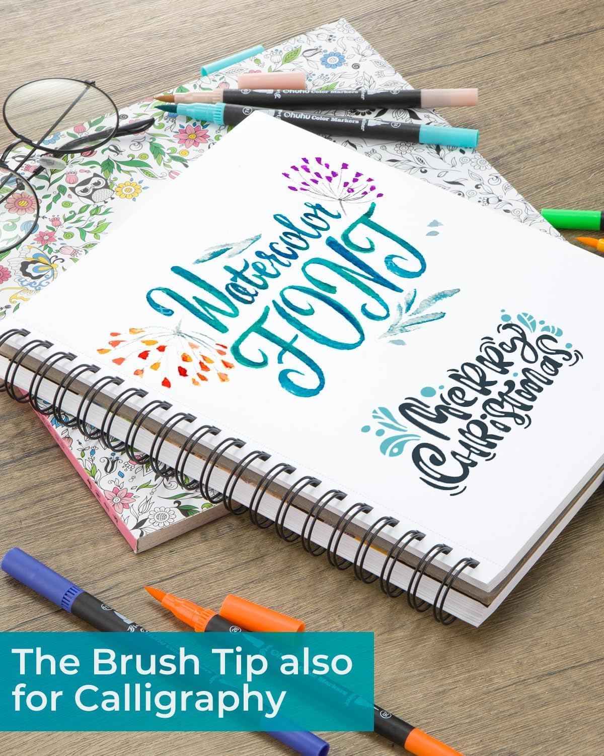 Ohuhu Markers for Adult Coloring Books: 100 Colors Brush Pens Dual Brush Fine Ti
