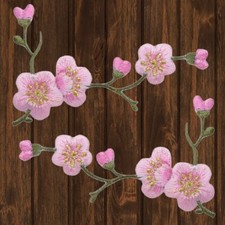 Parche bordado flor de cerezo — paquete de 2 — planchar