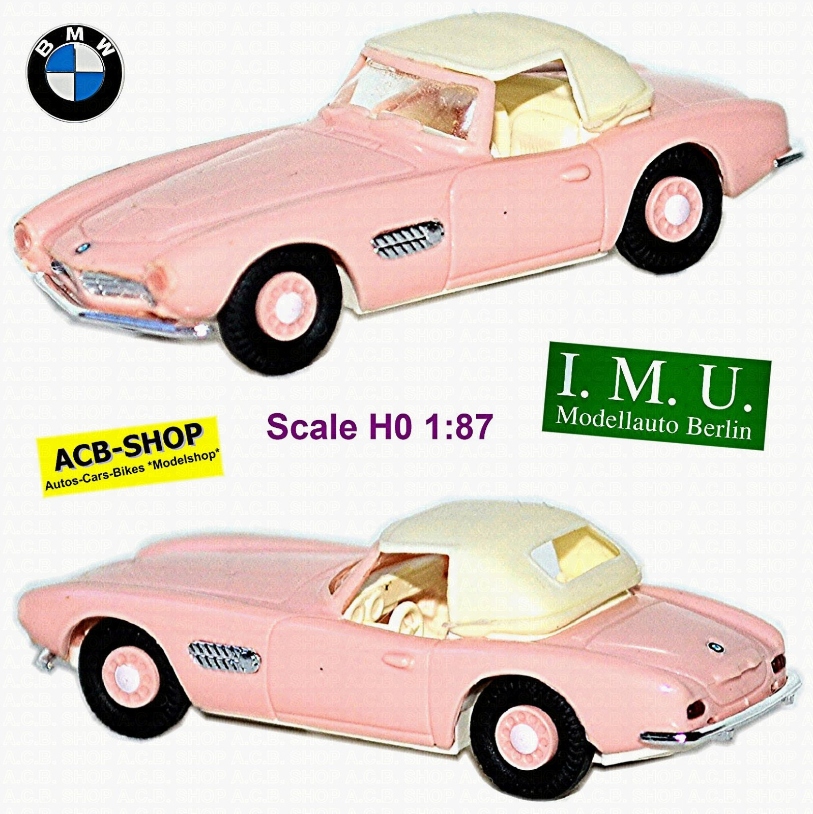 BMW 507 Roadster Cabriolet Closed 1956-59 Pink Rose 1:87 I.M.U.