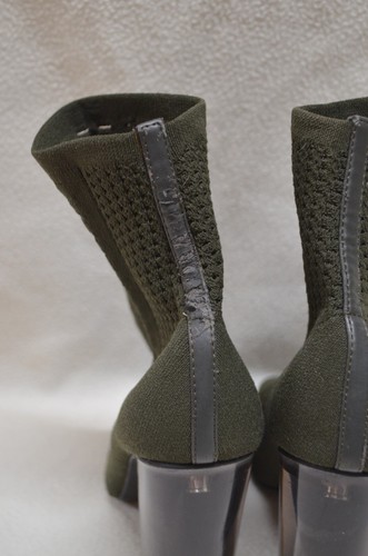 Bardot Khaki Perforated Peep Toe Sock Ankle Boots With Clear Heels Size 7 - Picture 18 of 21