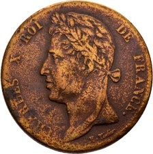 France Colony Colonies 5 Cent 1828 Copper 10g Original Coin #TCK32