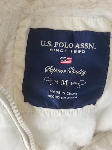 U.S. Polo Ass Zigzag Wave Cozy Faux Fur Lining Hooded Quilted Puffer Jacket Sz M - Picture 6 of 9