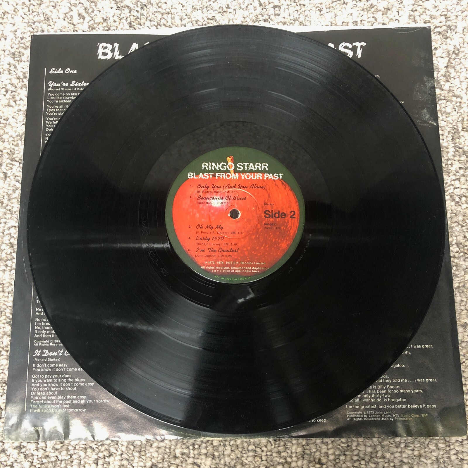 Ringo Starr - Blast From Your Past 1975 Apple Records SW-3422 Vinyl LP ...