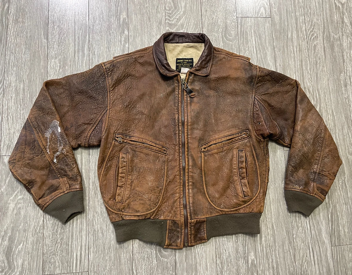 Vintage 1988s Avirex Leather Flight Jacket Type G-2 U.S. Navy Size 40