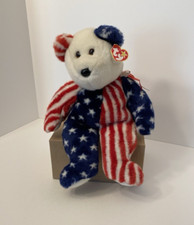 Vintage Ty Beanie Baby Spangle Patriotic Bear Plush 1999 USA