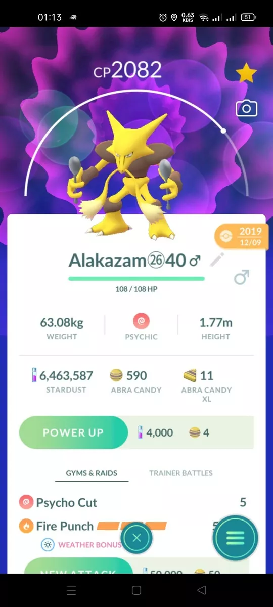 Alakazam ( Abra Evolution ) Pokemon Trade Go