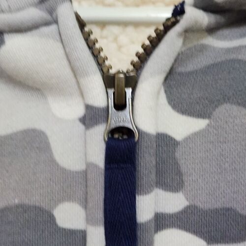 Lands End Boys S 8 Sherpa Lined Full Zip Hooded Jacket Gray Camo Pockets Outdoor - Picture 4 of 8