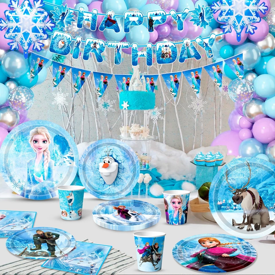 Eiskönigin Party Mädchen Geburtstag Deko Set Party Deko Frozen Teller Tassen - Bild 3 von 4