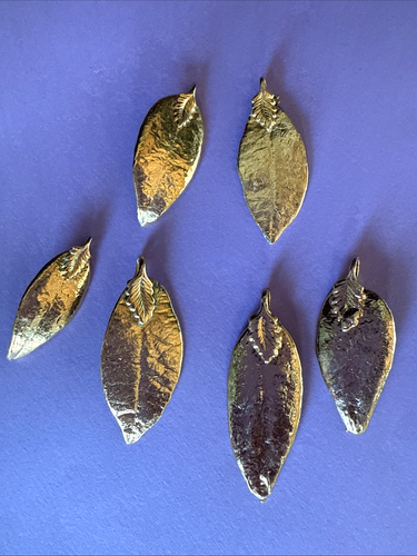Lot of 6 ~ Gold Dipped Leaf Pendants - Picture 12 of 20