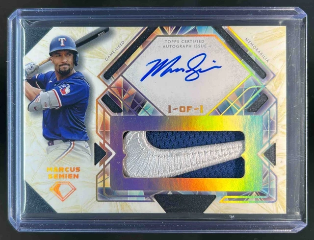 2025 Topps Diamond Icons Marcus Semien Auto Nike Logo Patch #1/1 Rangers