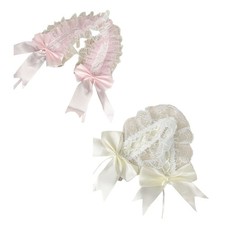 Anime Lace Trim Headwrap Ribbon Bowtie Hairband 2000s Cosplay Costume Headband