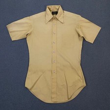 Sears Shirt Men 14.5 Tan Perma-Prest Comfort Short Sleeve Vintage 70s Retro