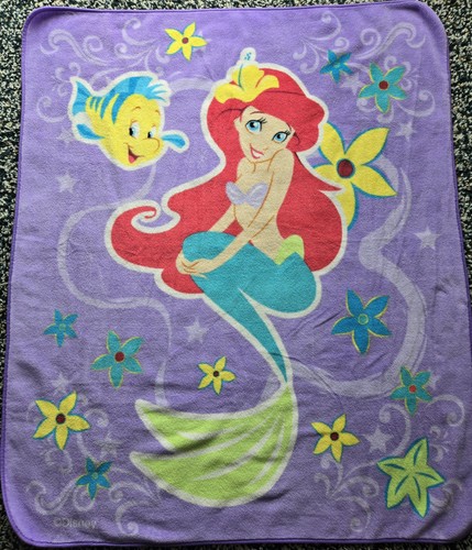 Vintage Little Mermaid Ariel Fleece Blanket Special Edition Purple 59x49 - Picture 2 of 5