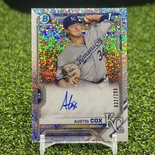 2021 Bowman #CPA-AC Austin Cox Chrome Prospect Auto Speckle Refractor #/299