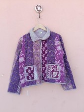 Veste En Coton Matelassée Patchwork Violet Fait Main Vêtement Pour Femmes