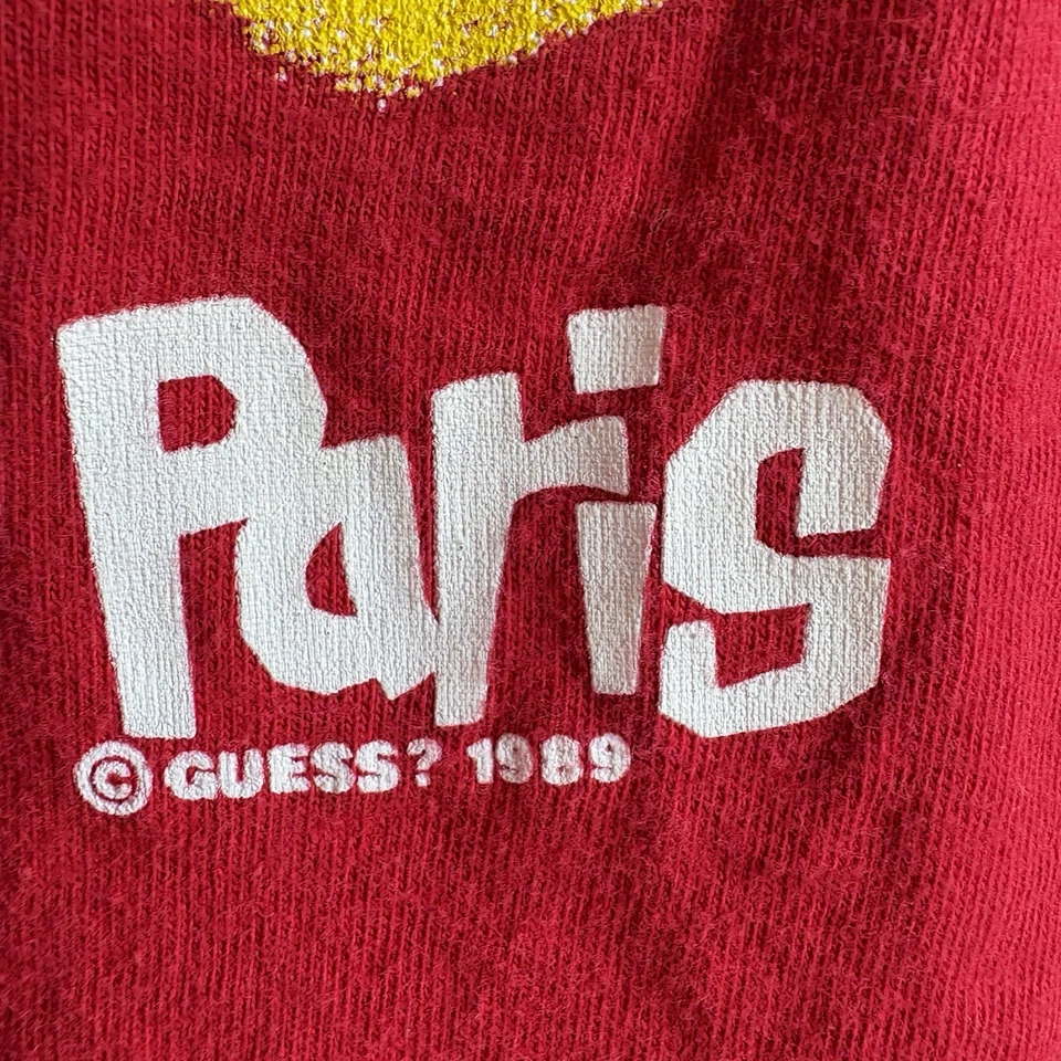 Camiseta De Colección Roja Años 80 Guess Jeans Manga Larga Hecha en EE. UU. Talla Única Georges Marciano Foto 3 de 4