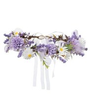Faux Flower Crown for Women, Bridal Floral Wreath Headband Purple-4