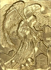 Intricate 3D Angel of Death in Cemetery rectangular Wax Seal Stamp head