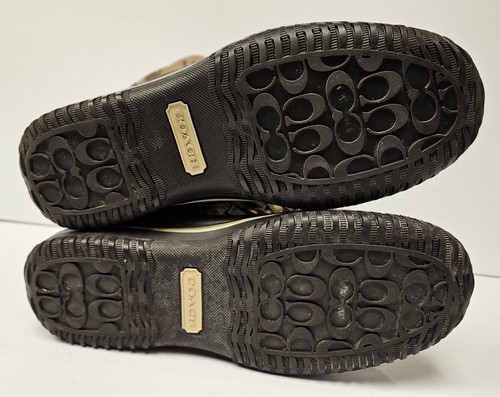 Botas Coach para mujer "Shane" firma marrón/caqui monograma media pantorrilla talla 9B - Imagen 9 de 10