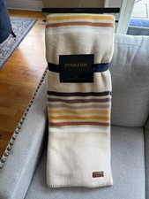 Pendleton Westland Stripe Berber Fleece Tan Throw Blanket 50" x 70" NWT RARE