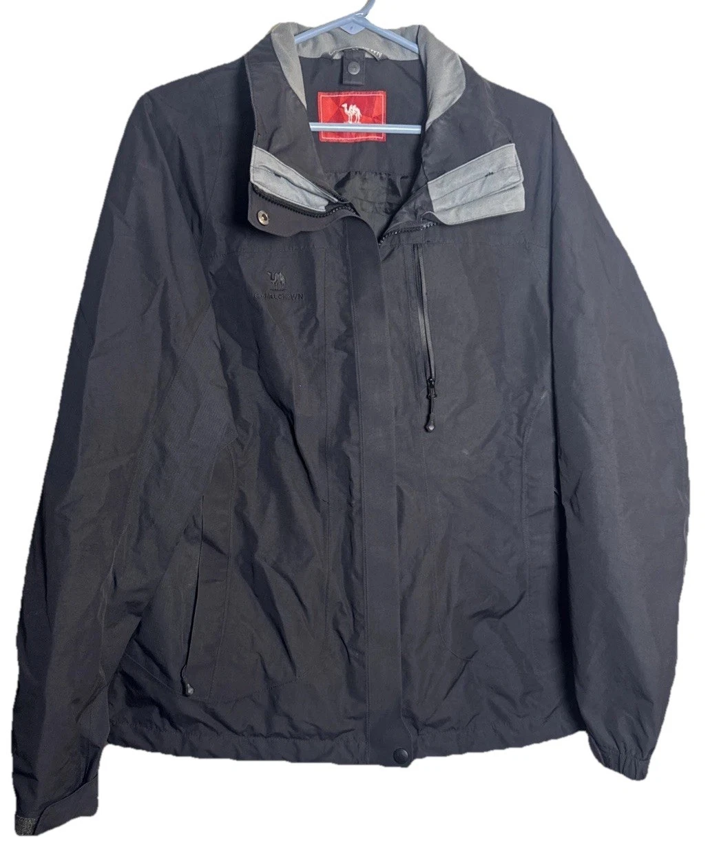 Camel Crown Women’s Black Windbreaker Jacket L Shell Water‑Resistant Outdoor
