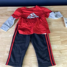 Adidas Kids Joggers 2-piece Set Size 9 Months - Black -red