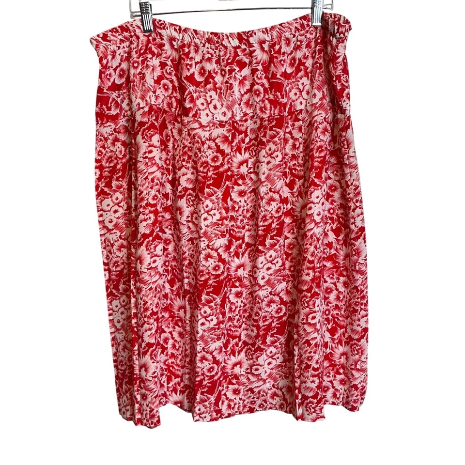 Conjunto de falda floral de dos piezas vintage de 1980 CB New York para mujer talla 18,5 rojo blanco Foto 3 de 4