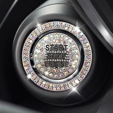 2PCS Rhinestone Push Start Button Cover Bling Car Accessories for Women, Sparkly