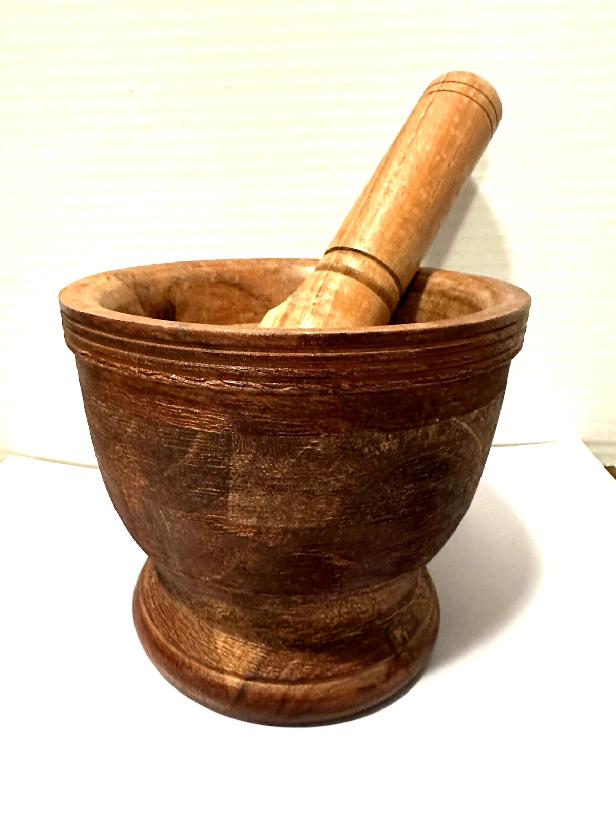 Mortar And Pestel turned wood Made in India 5"
