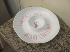 Merry Christmas Chips And Dip Bowl Server Rae Dunn 100% Melamine 2021 Holiday