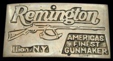 NH02138 VINTAGE 1970s  REMINGTON AMERICA'S FINEST GUNMAKER  SOLID BRASS BUCKLE