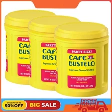 3 Packs Cafe Bustelo Espresso Ground Coffee, Dark Roast, 36 oz Canister